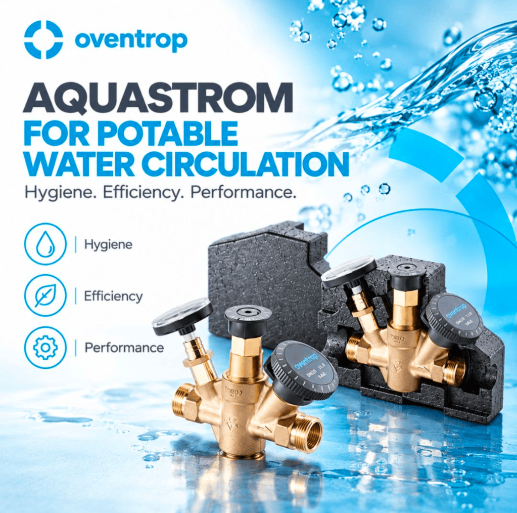 Oventrop Aquastrom-ventiler for sirkulasjon av tappevann